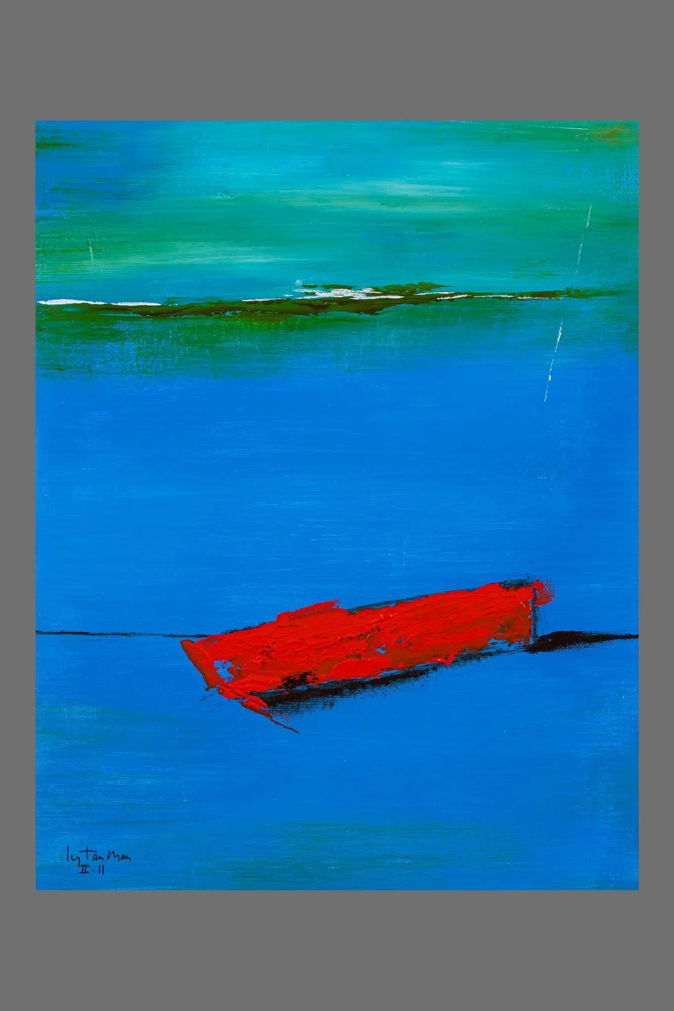 Ly Tan Man — Departure, No. 1 (from the “Exodus” Diptych)| Oil on Canvas | 36 x 24 in | Signed and dated lower left - Artistryly.com