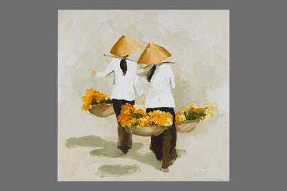 Ha Hunh My's The Hawker | Oil on Canvas 70x70cm - Artistryly.com