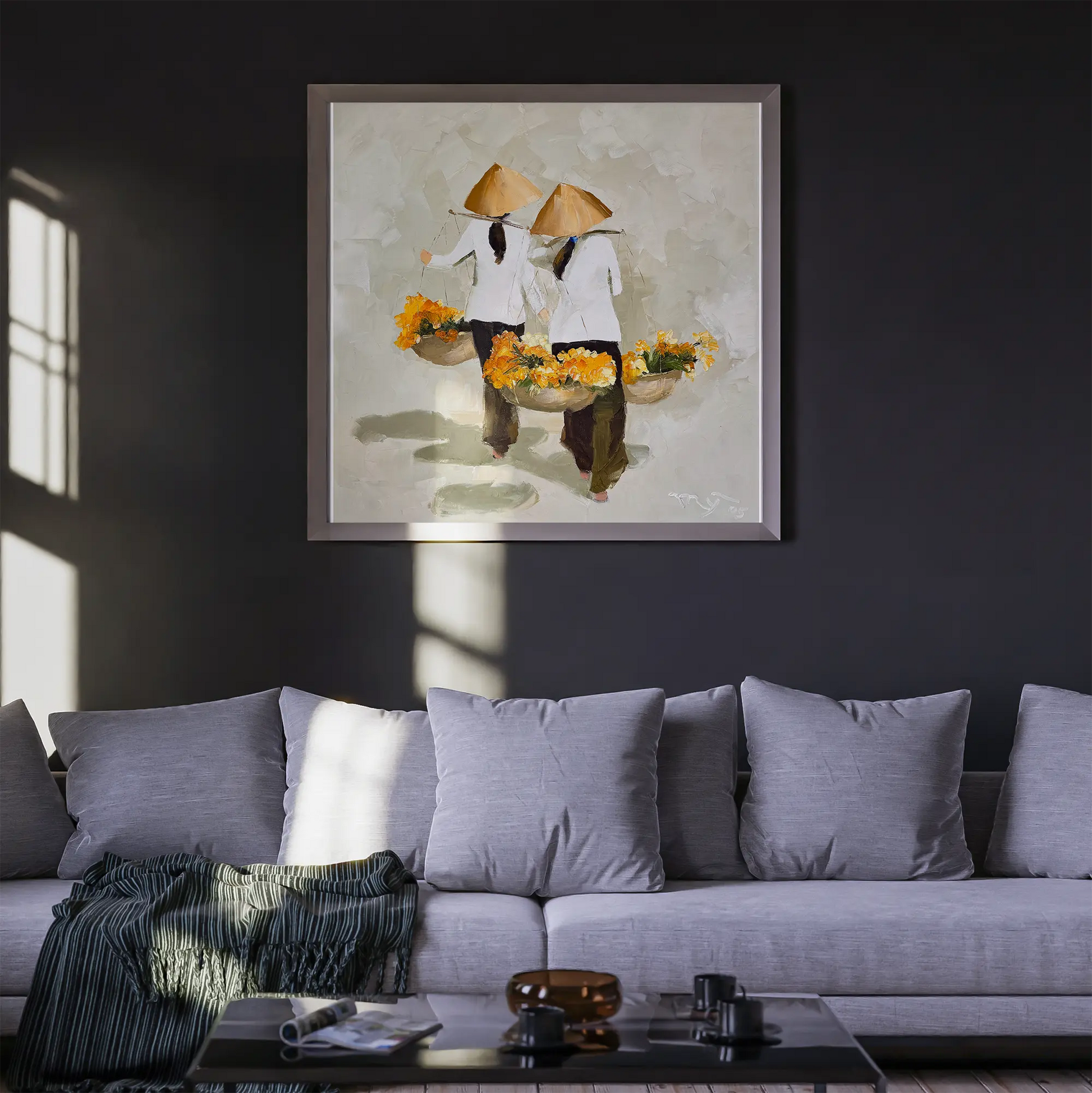 Ha Hunh My's The Hawker | Oil on Canvas 70x70cm - Artistryly.com
