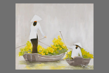 Ha Huynh My's Flower Boat | Oil on Canvas 75x90cm - 2008 - Artistryly.com