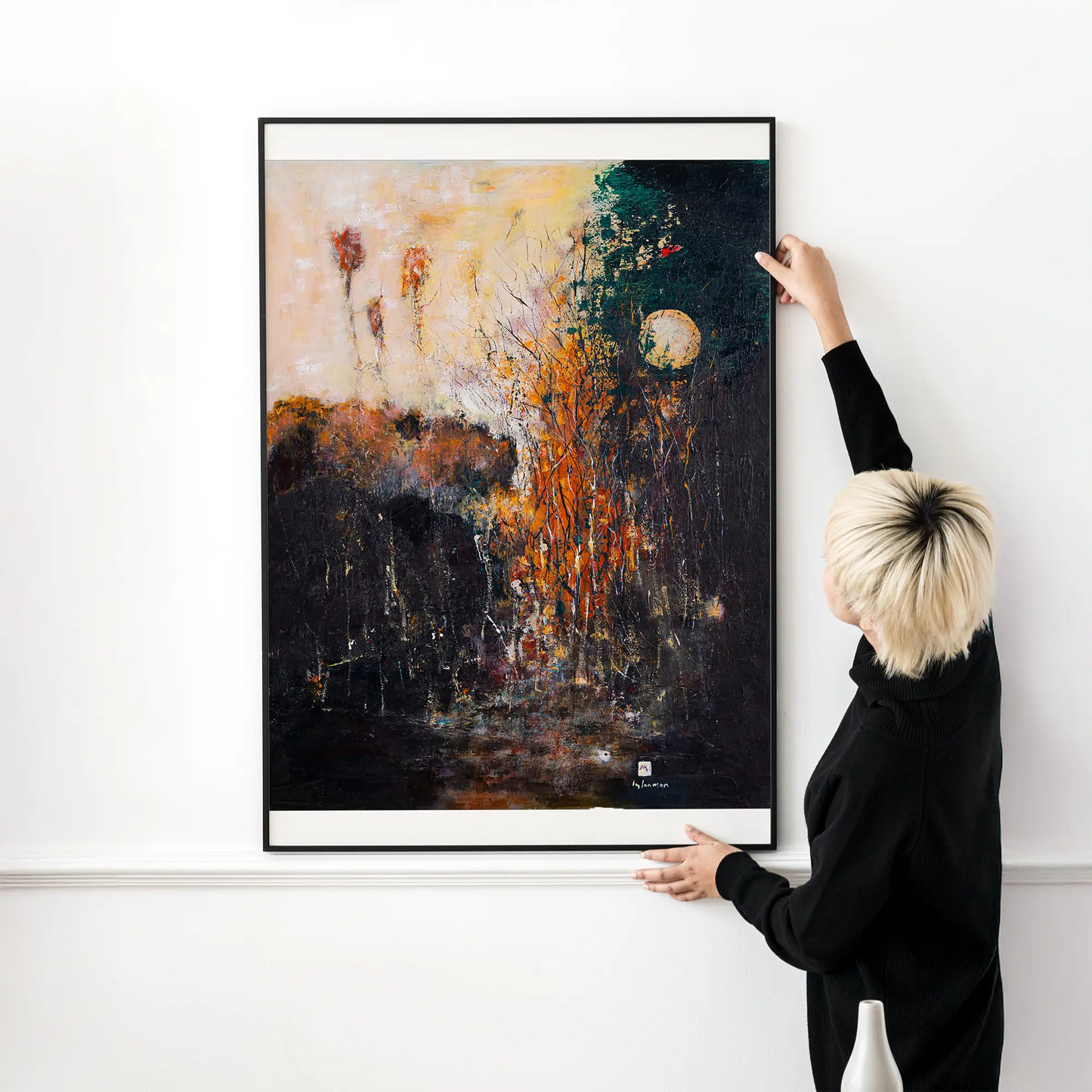 Ly Tan Man - Phoenix in Shadow and Moonlight | Oil on Canvas | 48 x 36 in | Signed lower right - Artistryly.com