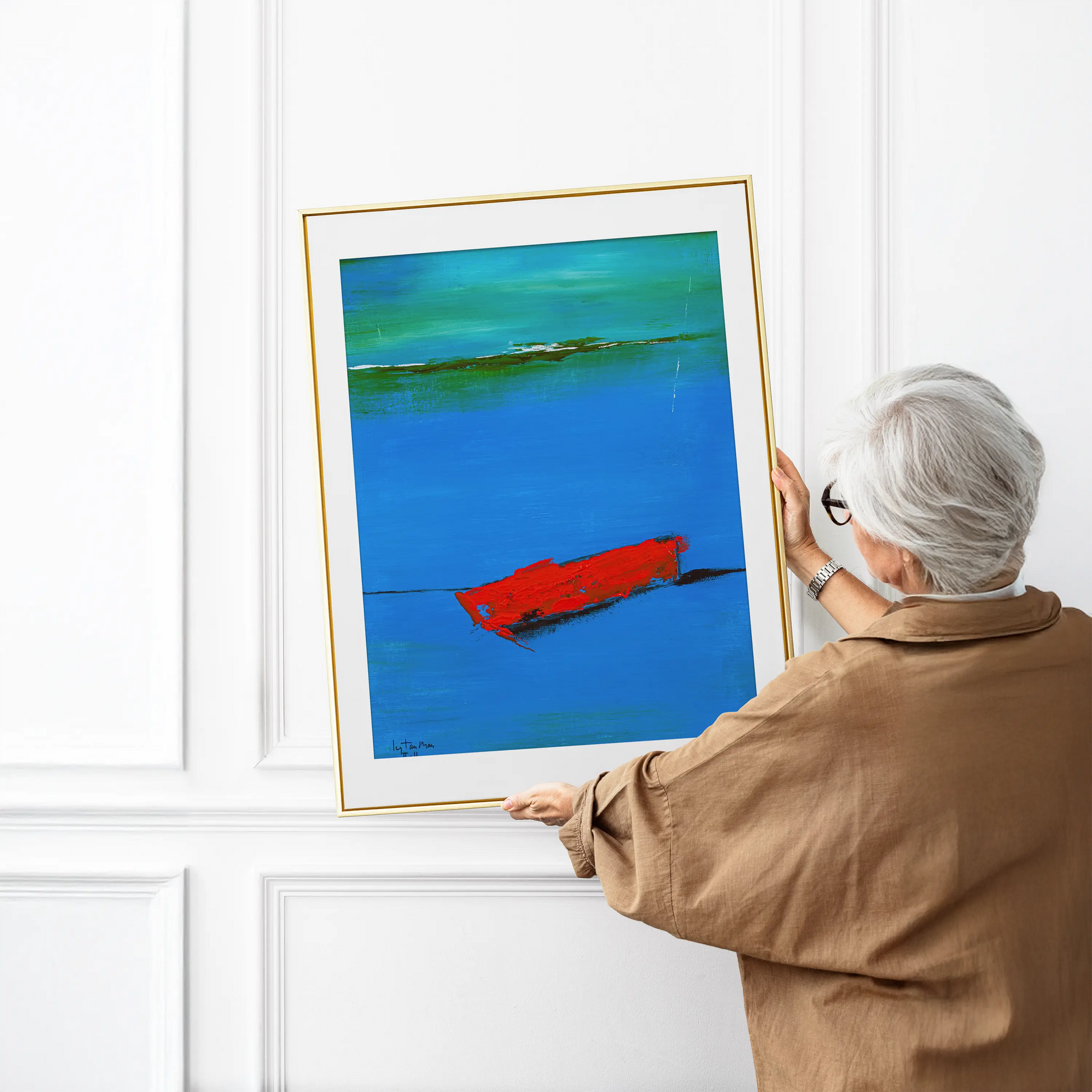 Ly Tan Man — Departure, No. 1 (from the “Exodus” Diptych)| Oil on Canvas | 36 x 24 in | Signed and dated lower left - Artistryly.com